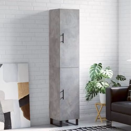 vidaXL Modern Highboard in Grey with Hinged Doors and Internal Shelves, W/D/H: 34.5 x 34 x 180 cm – 2