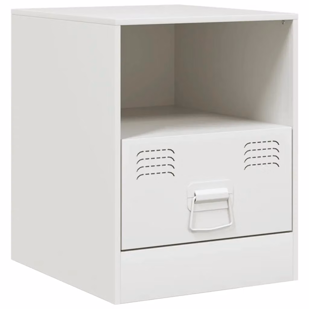 Berkfield Home White Metal Bedside Cabinet W/D/H: 34.5 x 39 x 44 cm – 2