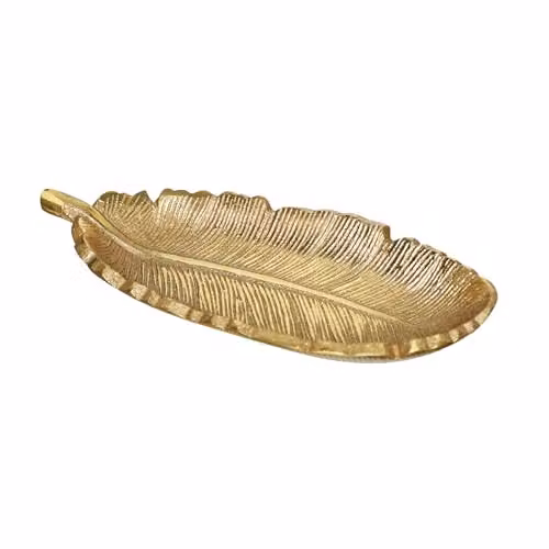 Melody Maison Gold Metal Feather Trinket Dish Plate – 2