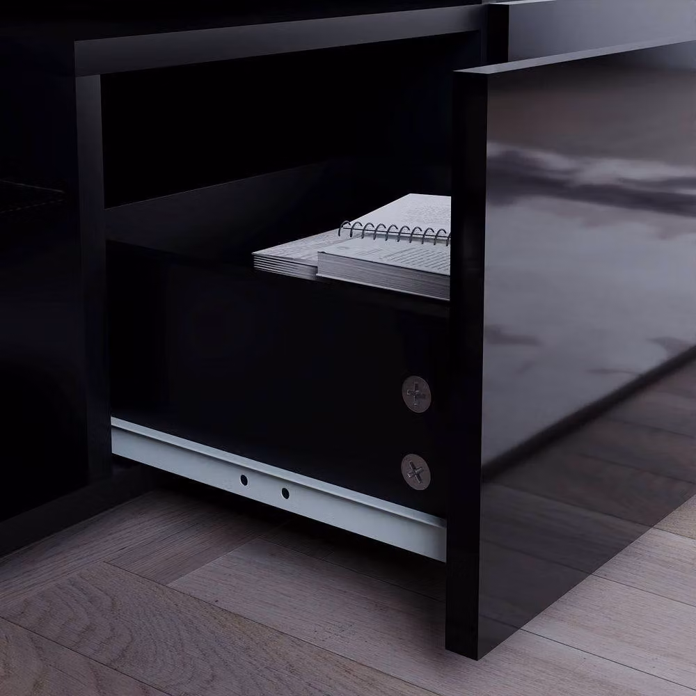 HD Designs Vida Designs Luna Modern Glossy Black 2 Drawer LED TV Unit with Glass Details – 6