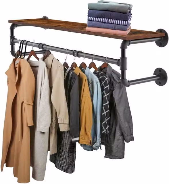 Kelvenix Industrial Steam Punk Metal Clothes Rack in Matt Black – 1
