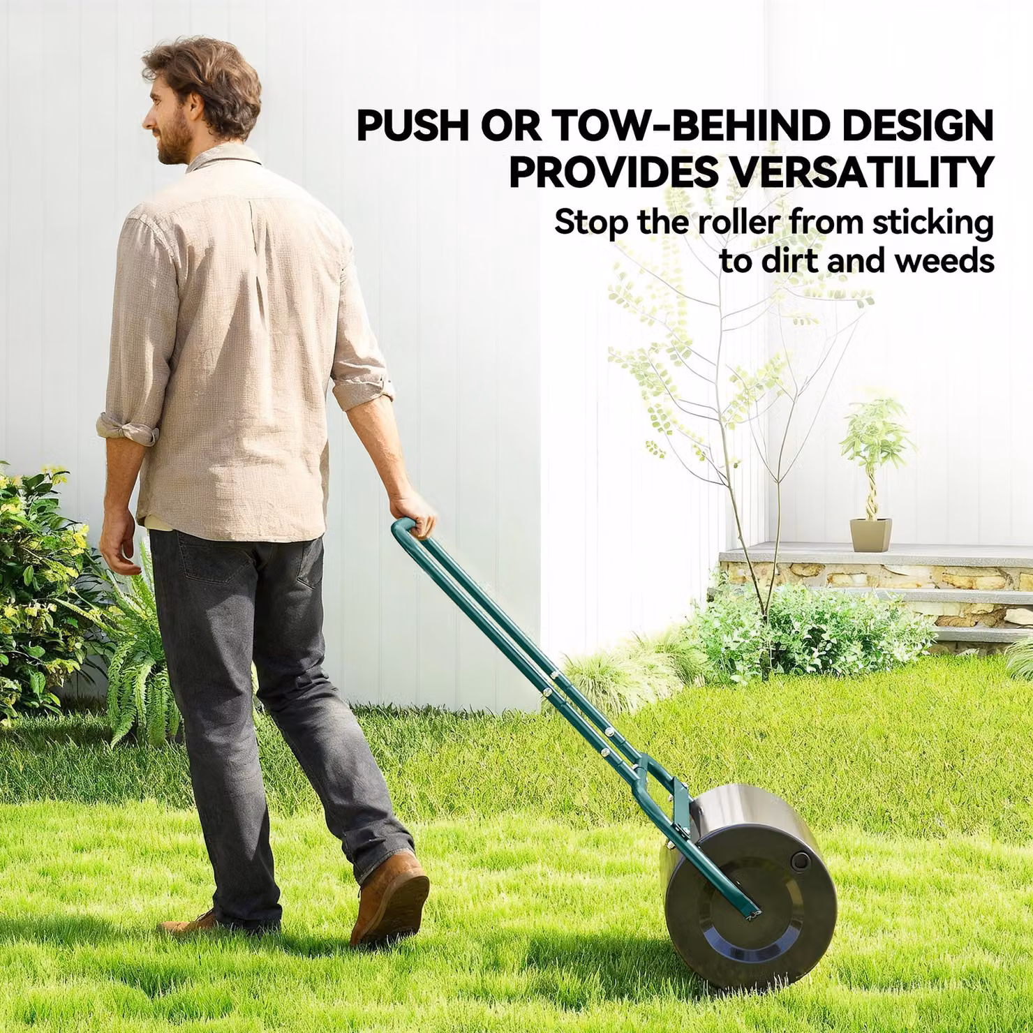 Outsunny 38L Fillable Cylinder Steel Lawn Roller in Dark Green – 5