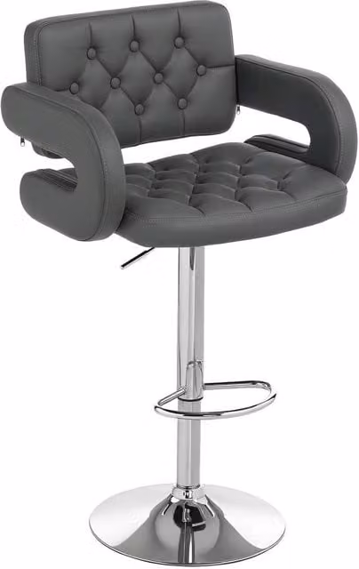 ERGOVEXA Luxe PU Leather Swivel Bar Stool with Armrests in Grey