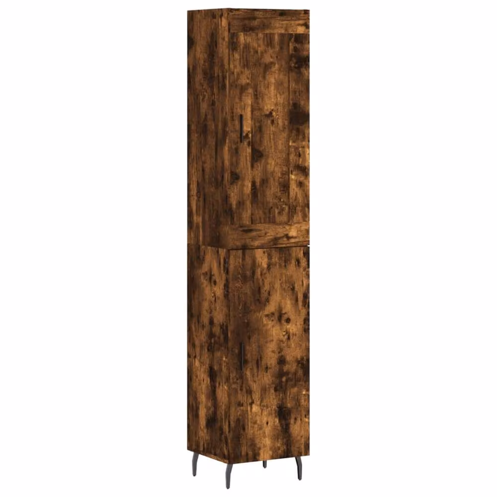 Berkfield Home Smoked Oak Highboard in Brown, W/D/H: 34.5 x 34.0 x 180.0 cm – 3