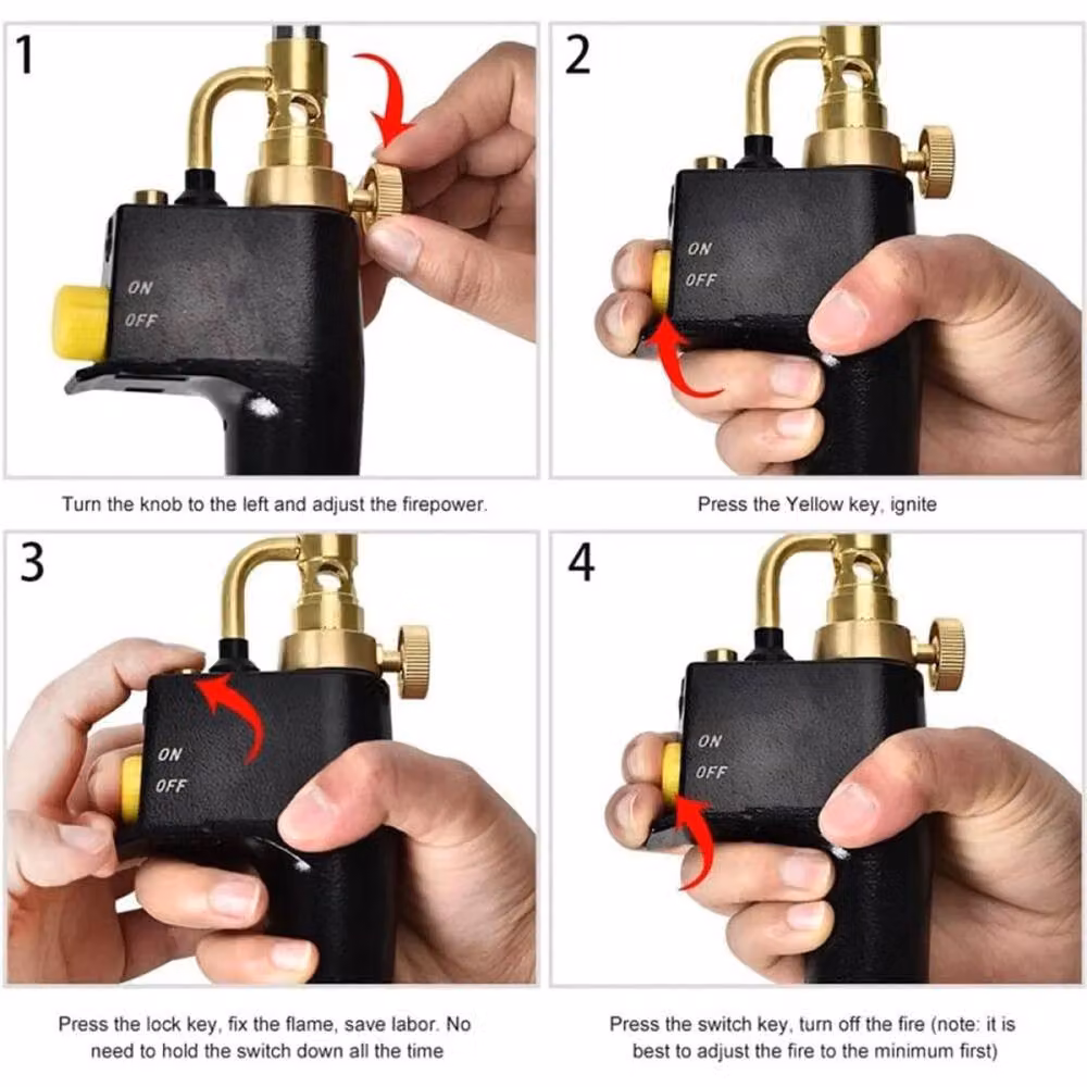 Nordara Gold Propane Mapp Gas Blow Torch for Welding, Soldering and Brazing with 3 Tips – 6