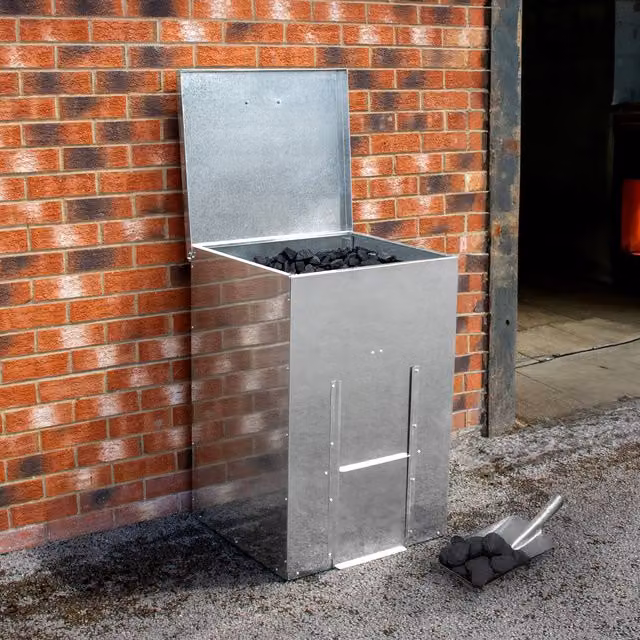 Monster Shop Galvanised Steel Coal Bunker in Silver, 150kg Capacity