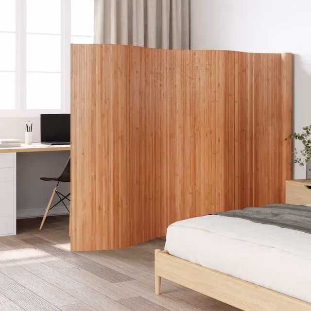 Berkfield Home Natural Bamboo Room Divider in Brown, H 165 cm x W 600 cm x D 60 cm