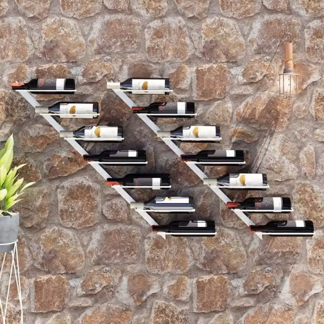 Berkfield Home Wall-mounted Metal Wine Rack for 7 Bottles, Set of 2, White