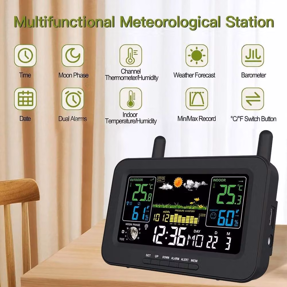 FLAVORA Wireless Digital Weather Station with Colour LCD Screen, Black, W: 100 cm, D: 15 cm – 3
