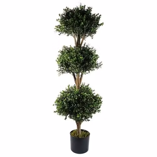 UV Protected Green Artificial Topiary Leaf Tree, H 120 x W 40 x D 40 cm