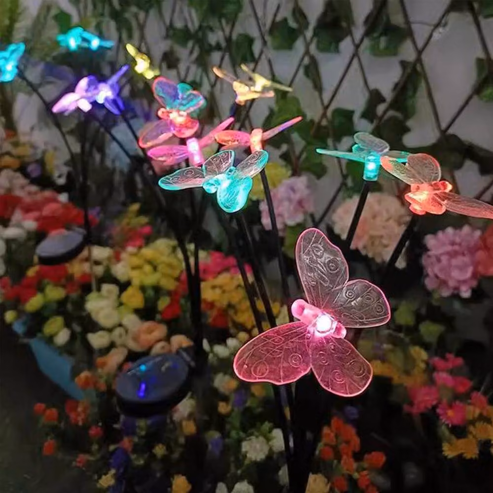 Quipulse Solar Garden Stake Decor Lights with 10 Multicolour Transparent Fiber Optic Butterfly Heads – 2