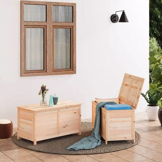 Berkfield Home Outdoor Cushion Box in Brown Solid Fir Wood, W/D/H: 100 x 50 x 56 cm – 1