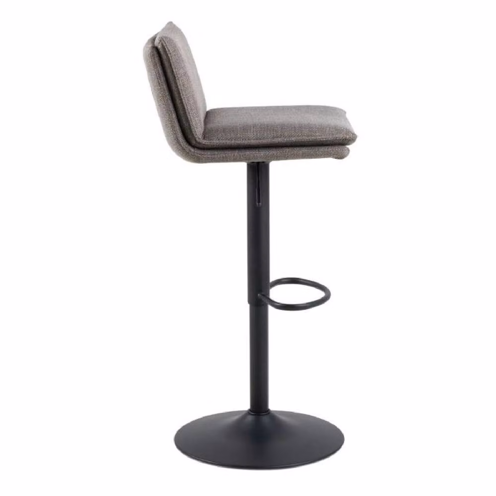 netfurniture Kensington Swivel Bar Stool in Light Grey-Brown Fabric with Metal Frame – 2