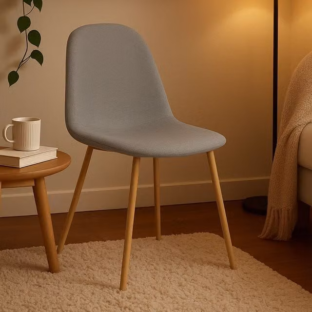 Orsina Modern Grey Fabric Dining Chair with Wood and Metal Legs – 2