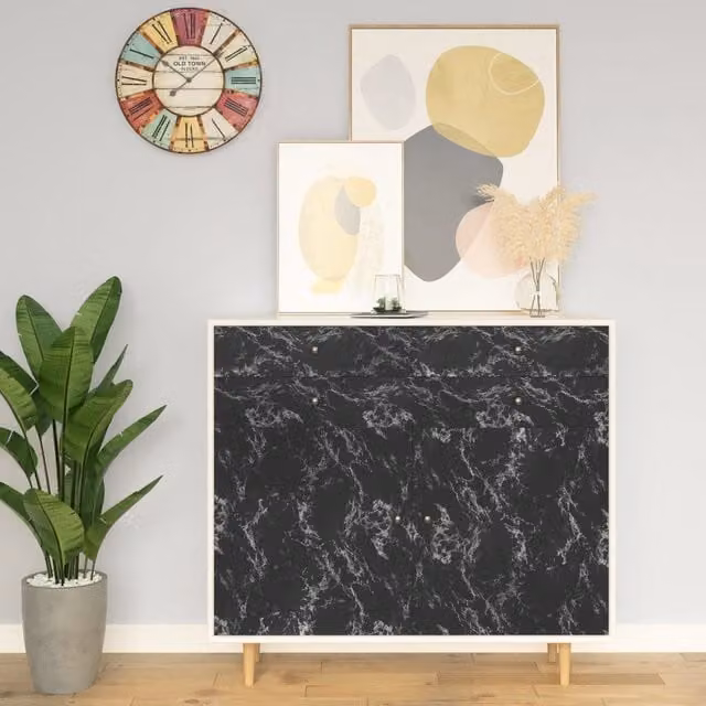 Berkfield Home Self-adhesive Black Stone Furniture Film, W: 500 cm, H: 90 cm – 1