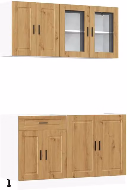 Berkfield Home Kalmar 4 Piece Modern Kitchen Cabinet Set in Brown Artisan Oak Engineered Wood – 1