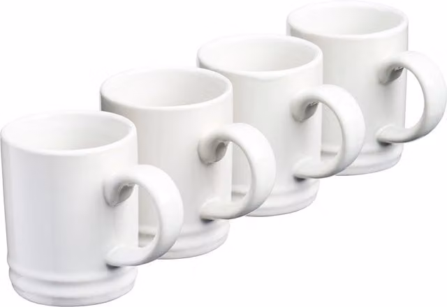 Cooks Professional 4 Piece Stoneware Espresso Cup Set, 90ml, White