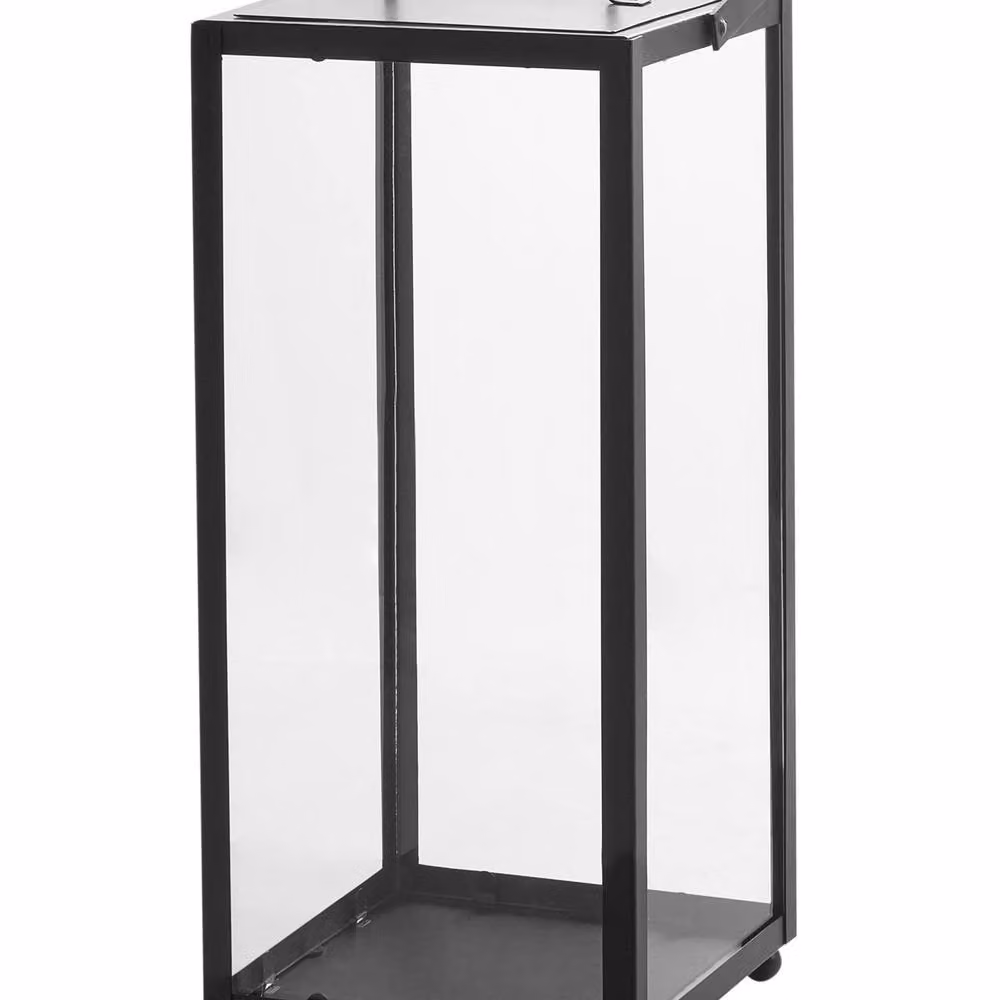 Wyld and Coco Nimbus Black Iron Industrial Modern Tabletop Pillar Candle Lantern, Height: 41 cm – 2