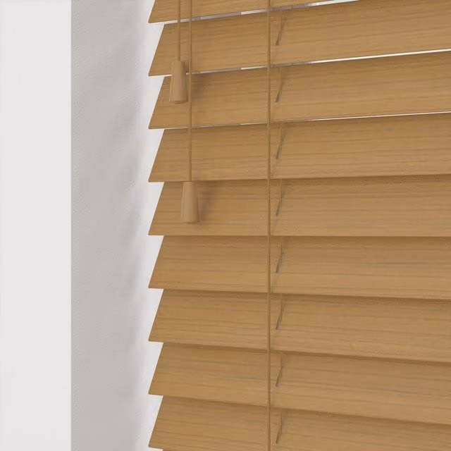 NewEdgeBlinds Sahara Oak Fine Grain Faux Wood Venetian Blinds with Cord, Width: 240 cm