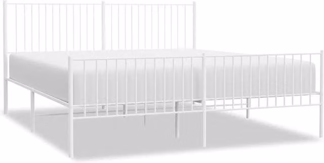 Berkfield Home Metal Bed Frame with Headboard and Footboard in White, W/D/H: 193 x 203 cm