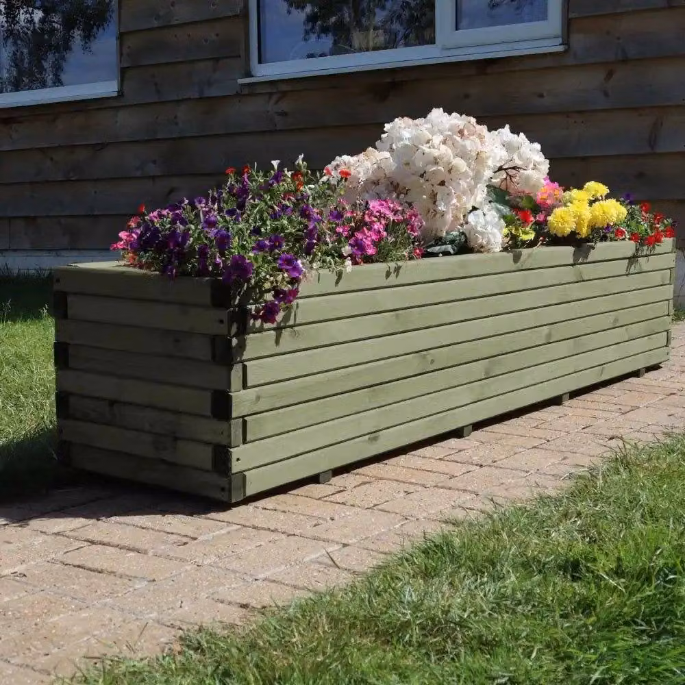 Access Garden Products Pine Raised Trough Planter, Green, W: 180 cm, D: 40 cm, H: 40 cm – 3