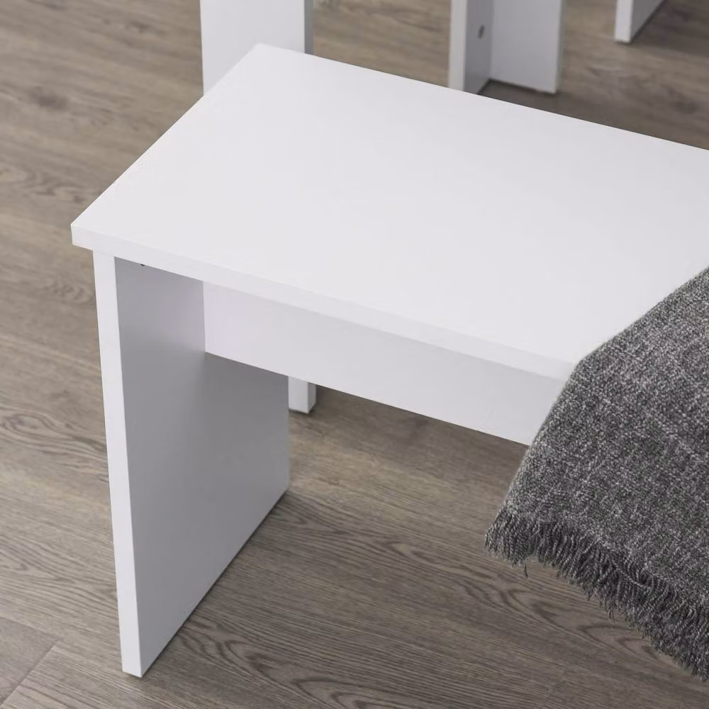 Wyld Haus Sono White Rectangular Dining Table and 2 Slide Under Benches – 5