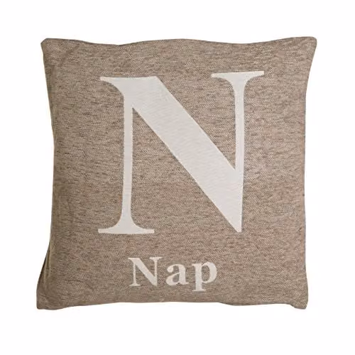 Orsina Nap Words Chenille Cushion, Black and White, W/D/H: 45 x 45 x 45 cm – 1