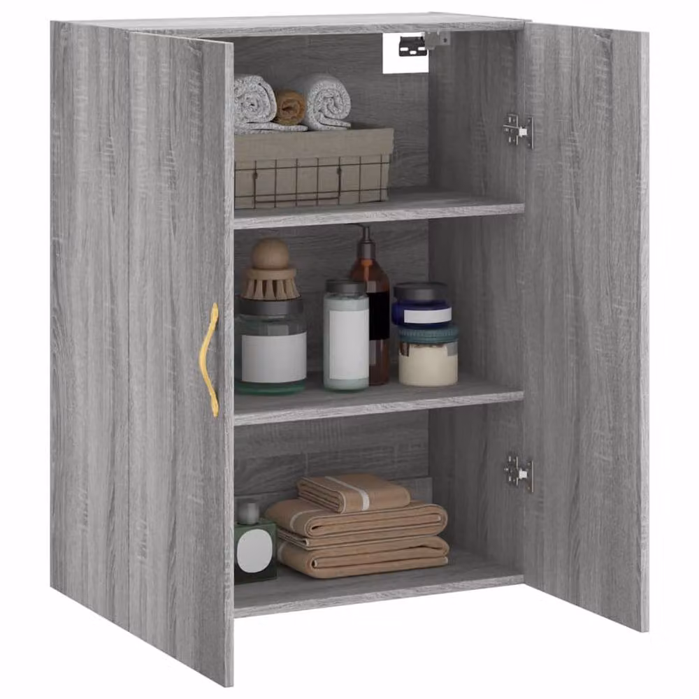 Berkfield Home Wall Mounted Cabinet in Grey Sonoma, W: 69.5 cm, D: 34 cm, H: 90 cm – 2