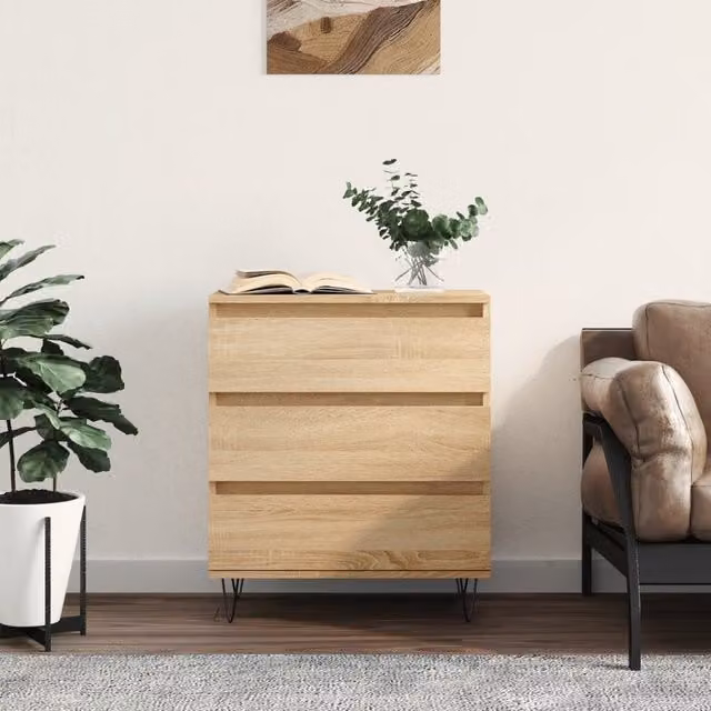 Berkfield Home Sonoma Oak Sideboard in Brown, W/D/H: 60 x 35 x 70 cm