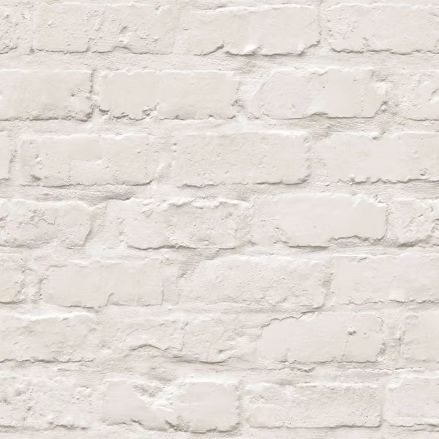 Grandeco Painted White Brick Wallpaper in White