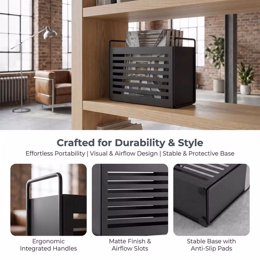 Havendro Black Metal Magazine and File Holder, W/D/H: 28.0 x 23.0 x 23.0 cm – 4
