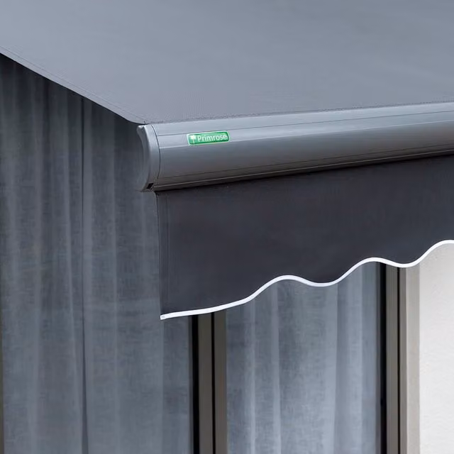 Primrose Electric Full Cassette Patio Awning with 2m Canopy in Grey