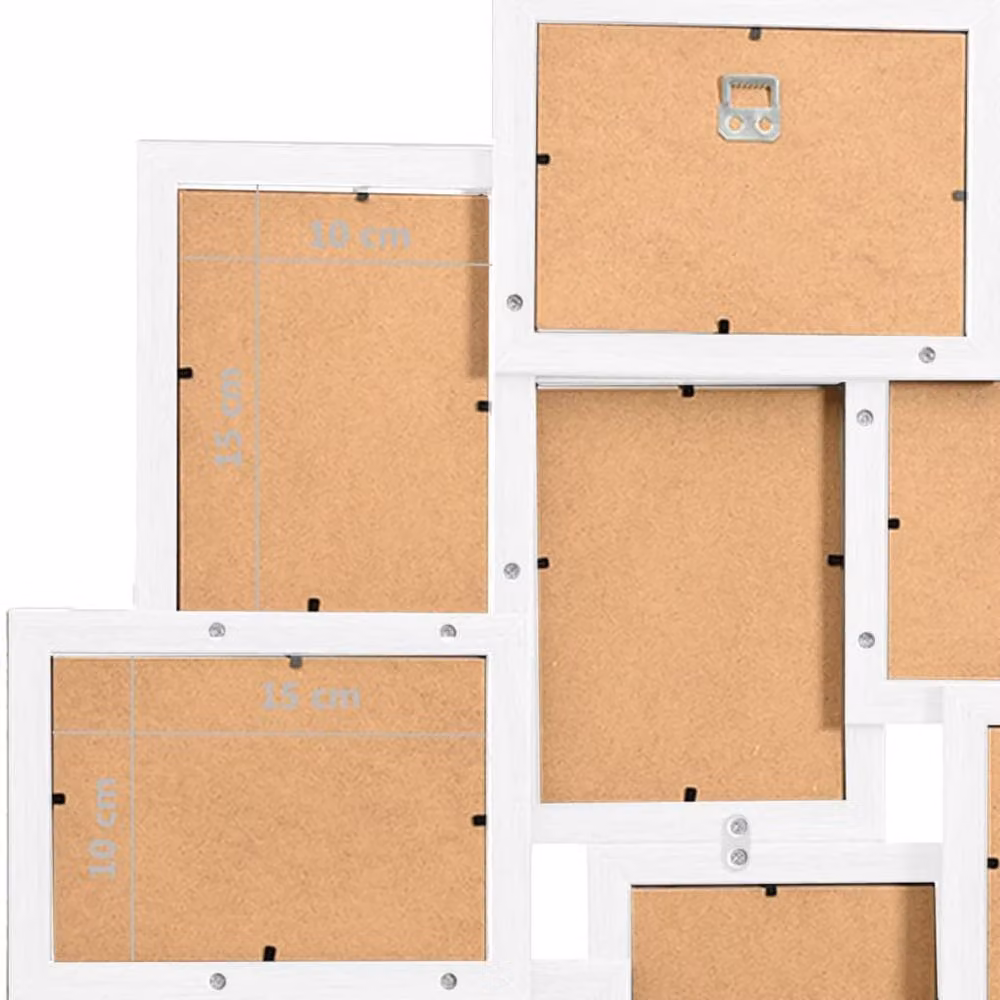 Berkfield Home Modern White MDF Collage Photo Frame for 10 x 10x15 cm Pictures – 3