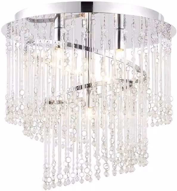 Netlighting Camille 4 Light Spiral Flush Ceiling Light in Chrome and Grey with Transparent Glass and G9 Base
