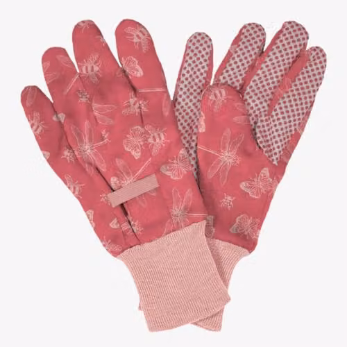 Kent & Stowe Ladies Cotton Flutterbug Gardening Gloves, Pink and Purple, Medium