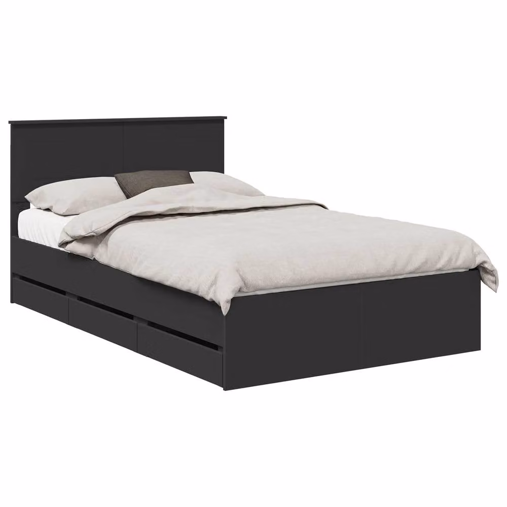 Berkfield Home Modern Bed Frame with Drawers in Black, Engineered Wood, W: 120 cm, L: 190 cm – 2