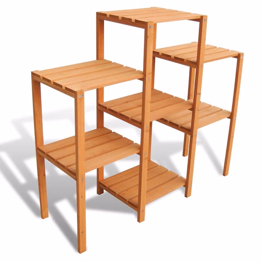 Berkfield Home Durable Rustic Garden Plant Stand in Brown Solid Fir Wood, W/D/H: 97 x 31 x 87 cm – 2
