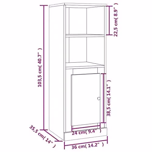 vidaXL Highboard in Smoked Oak, Brown Engineered Wood with Hinged Doors and Internal Shelves, W/D/H: 36.0 x 35.5 x 103.5 cm – 3