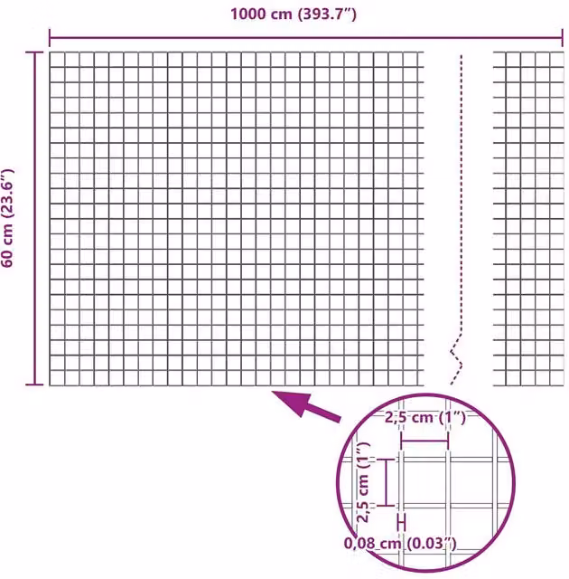 Berkfield Home Modern Welded Wire Fence, Galvanised Steel, Silver, H: 60 cm x W: 10 m
