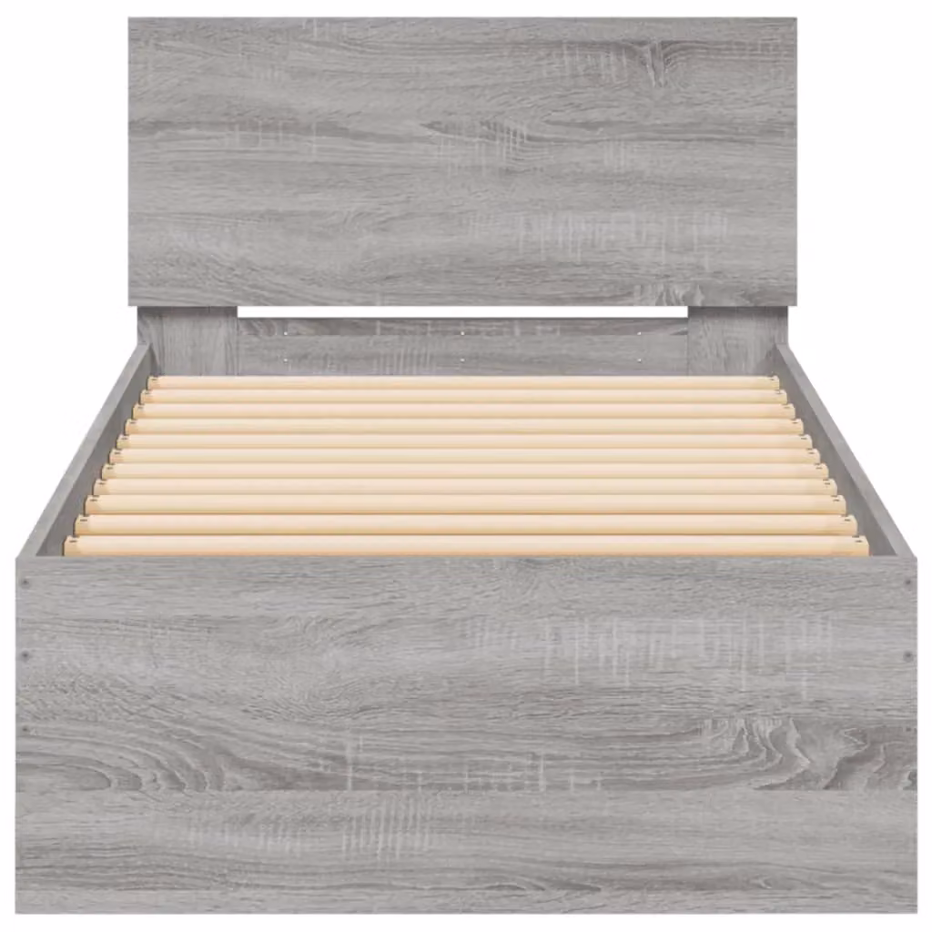 Berkfield Home Small Single Bed Frame with Headboard and Lift Up Base, Grey Sonoma, W/D/H: 75 x 190 cm – 3