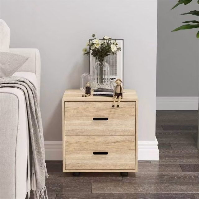 FORGEVIO Set of 2 Modern Oak Wooden Bedside Tables in Light Oak – 1