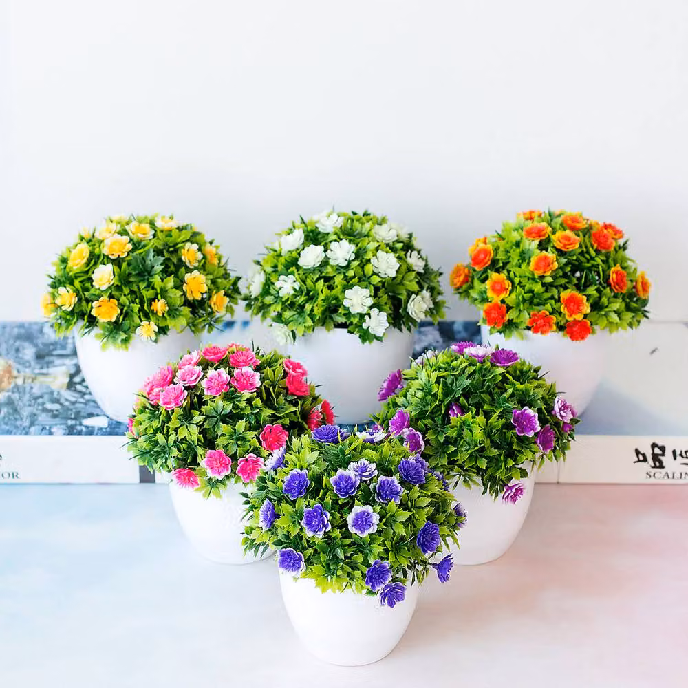 YnysTec Yellow Potted Faux Flowers Artificial Floral Tabletop Decor – 3
