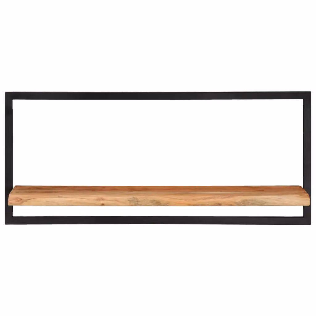 Berkfield Home Set of 2 Industrial Wall Mounted Shelves in Brown Acacia Wood and Steel, W: 80 cm, D: 25 cm, H: 35 cm – 2