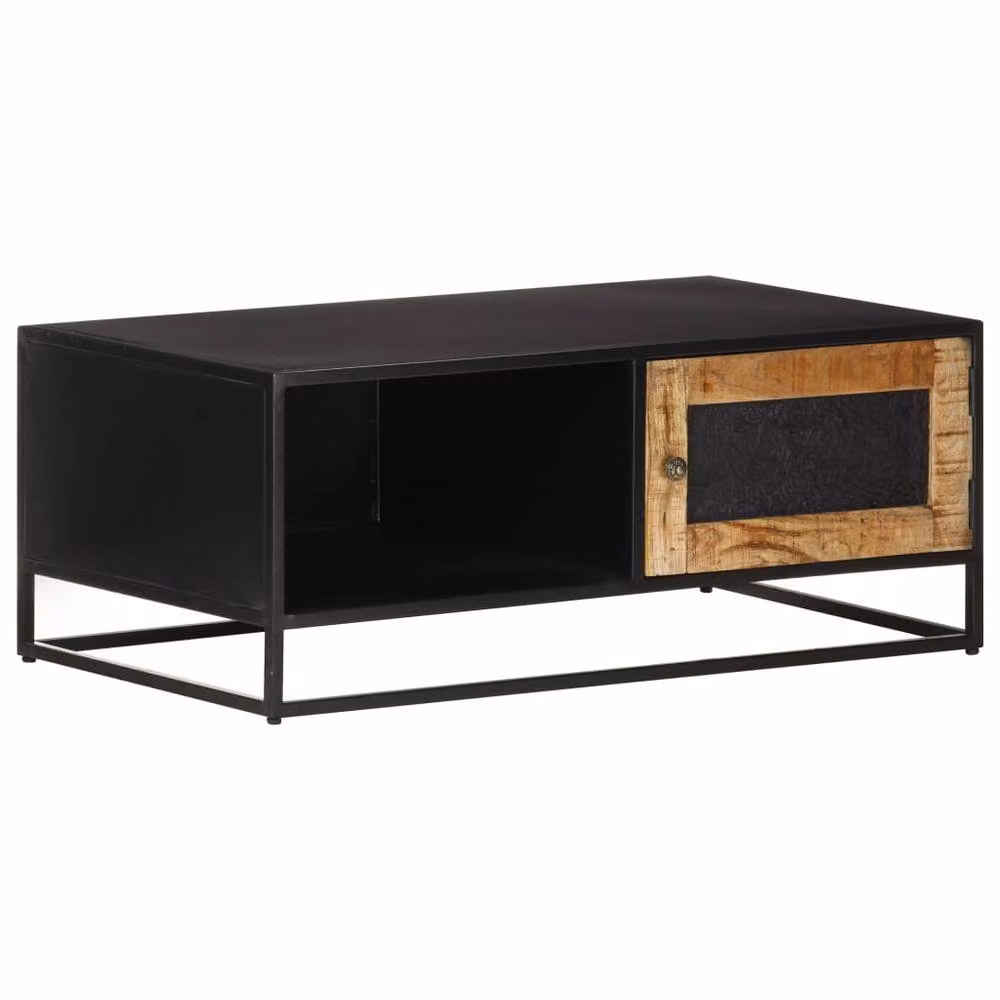 Berkfield Home Brown Rough Mango Wood Coffee Table W/D/H: 90 x 50 x 35 cm – 2