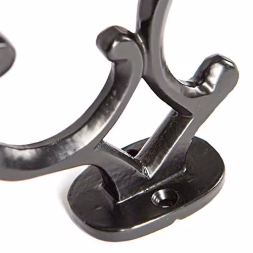 Hammer and Tongs Ornamental Hat and Coat Hook, Black, Pack of 10, H: 130 mm, W: 30 mm – 2