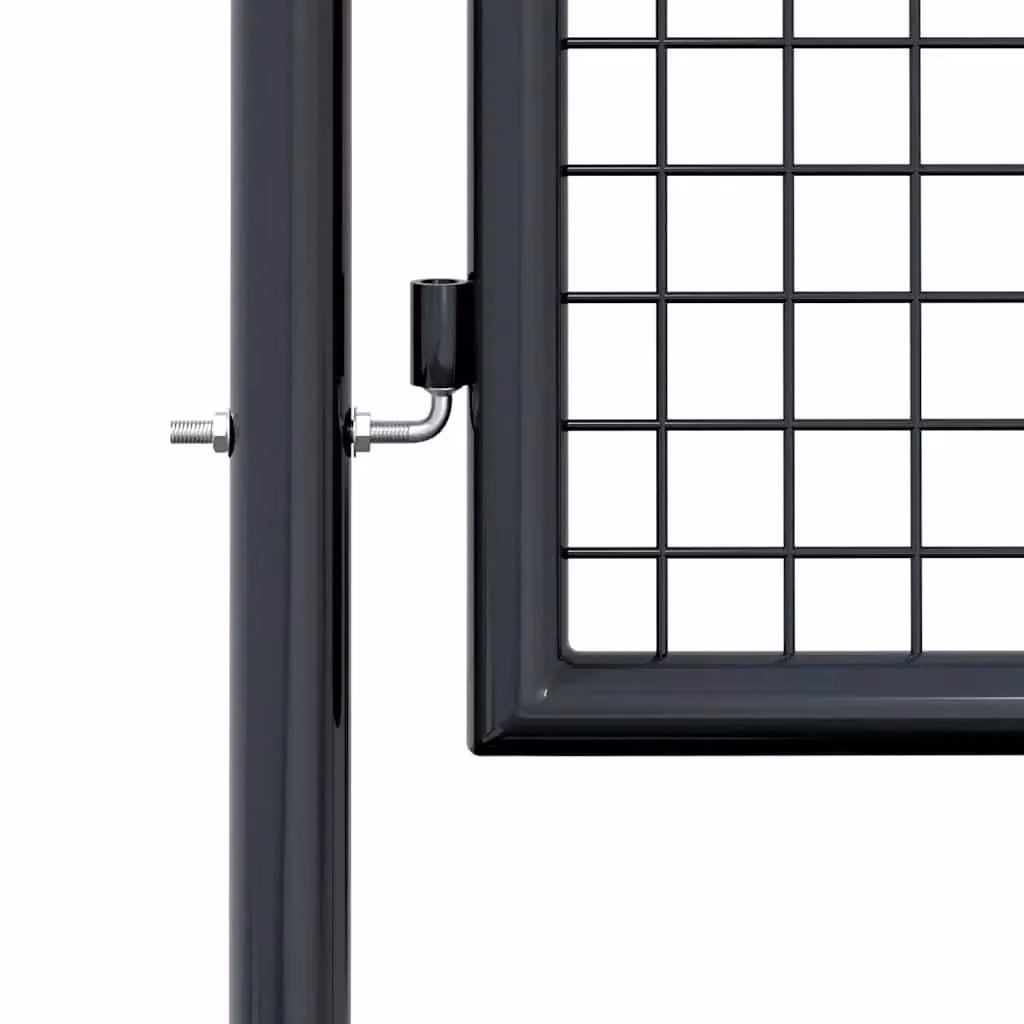 Berkfield Home Grey Galvanised Steel Mesh Single Swing Garden Gate, W: 100 cm, H: 250 cm – 3