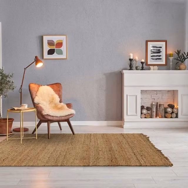 The Rug Shop UK Natural Handmade Plain Jute Kilim Area Rug in Beige and Sand, W: 200 cm, D: 290 cm