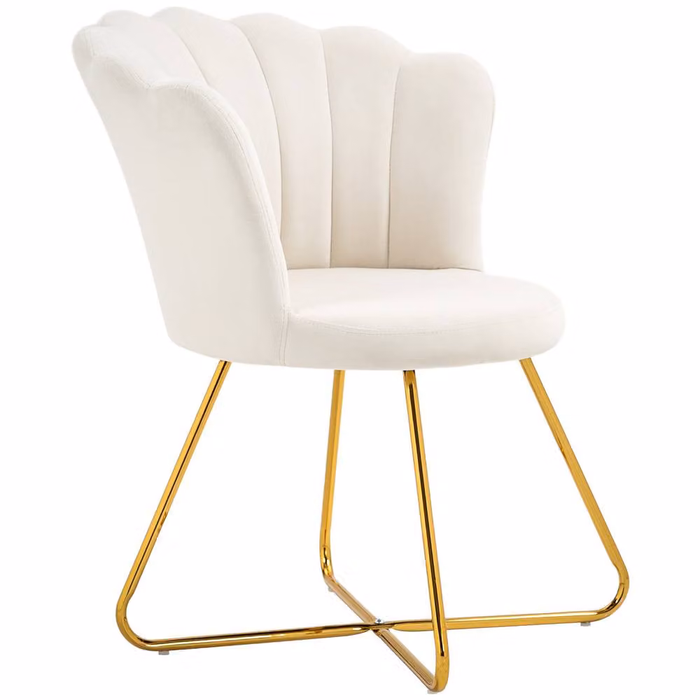 STILVORA Occasional Chair with Velvet Upholstery and Metal Frame in Beige – 2