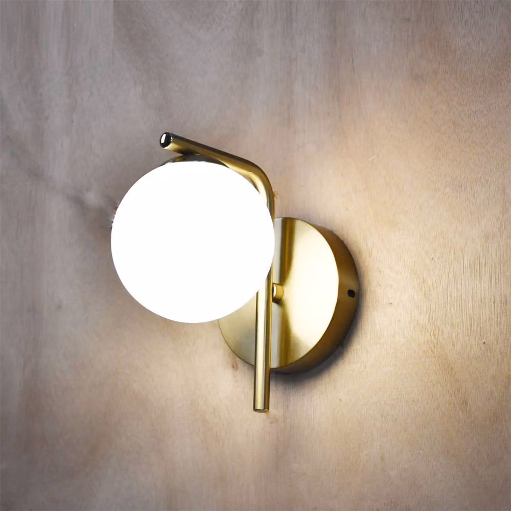 First Choice Lighting Grosvenor Modern Wall Light with Gold Brass Finish and White Glass Sphere – 2
