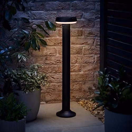 ValueLights Solar Powered LED Motion Sensor Outdoor Bollard Light in Black – 3